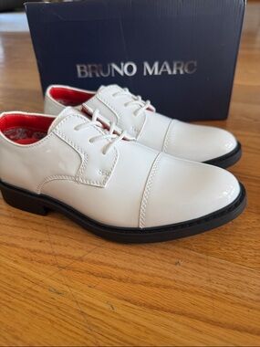 New! Bruno Marc Kids White Patent Leather Dress Shoes 1